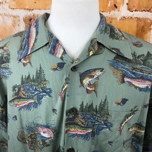 Trout Fishing Button Down Shirt Men's Size XL